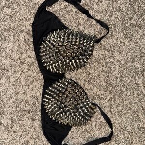 Spencer's Black and Silver Studded Bra